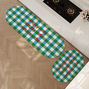 韩系格纹字母厨房专用地垫长条转角吸水吸油防滑耐脏硅藻泥脚垫子