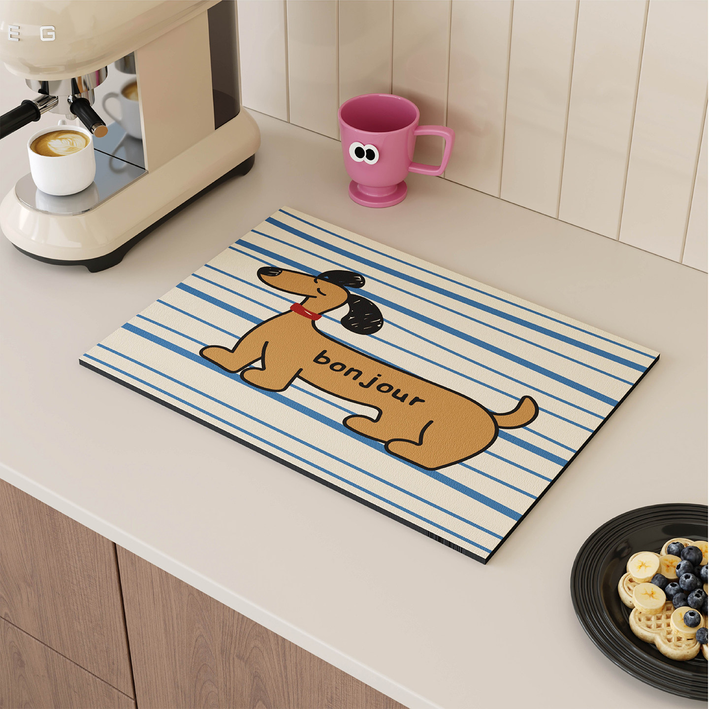 卡通花花小狗沥水垫厨房台面吸水垫咖啡机茶几吧台硅藻泥隔热桌垫,居家布艺,餐垫,淘宝优惠券,粉丝福利购,淘宝优惠卷