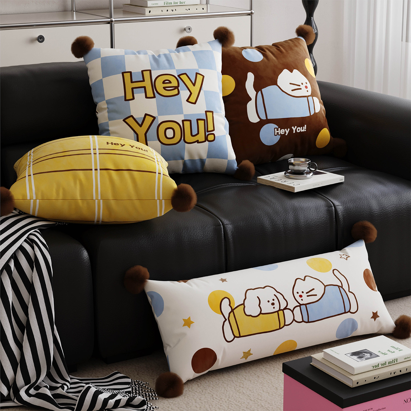 法式复古卡通抱枕套客厅沙发靠枕