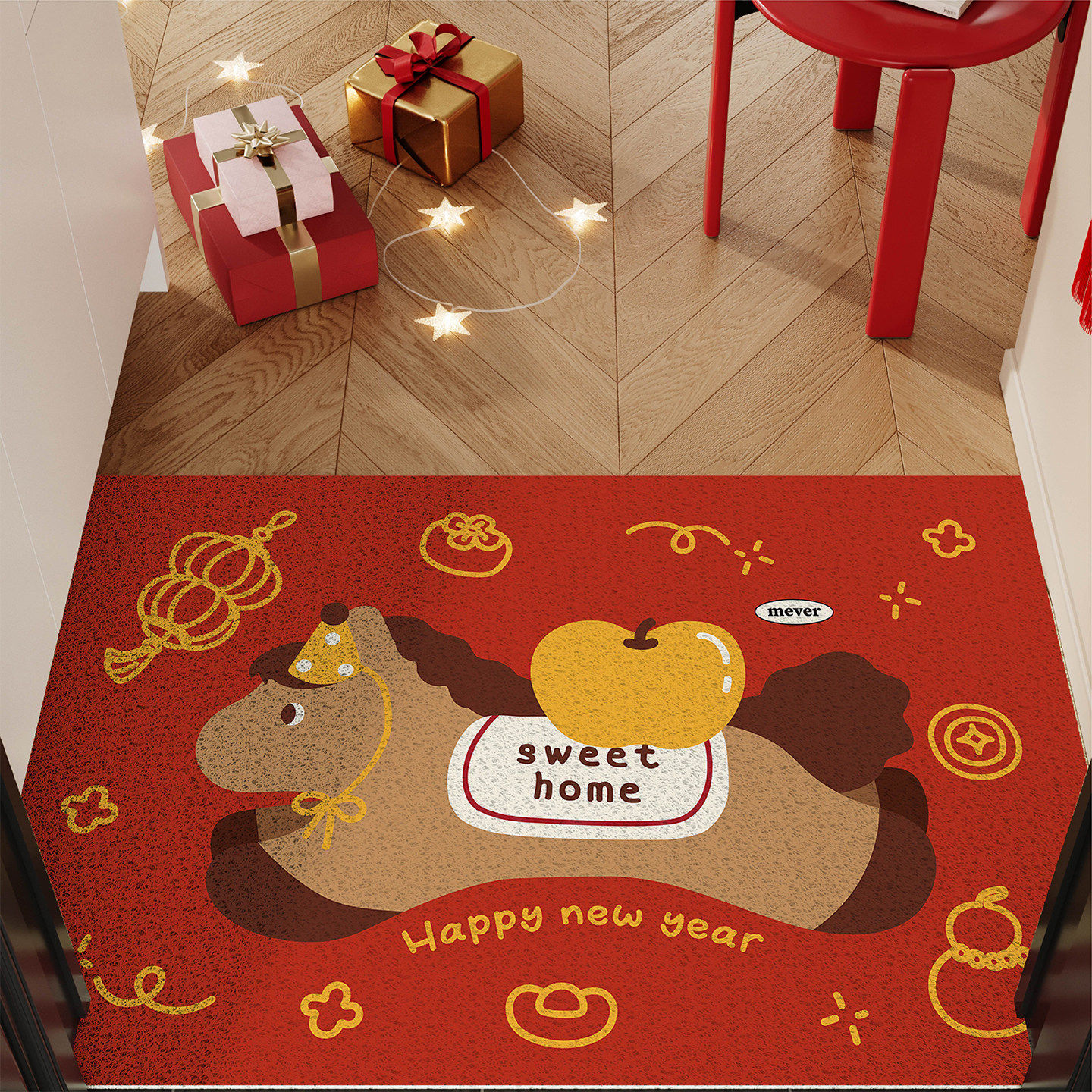 马年红色喜庆入户地垫丝圈防滑耐脏大门口门外进门脚垫可自由裁剪,居家布艺,入户地垫,淘宝优惠券,粉丝福利购,淘宝优惠卷