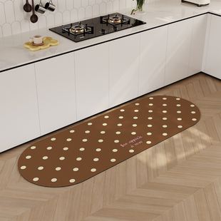 复古纯色波点厨房专用地垫长条转角吸水吸油防滑耐脏硅藻泥脚垫子