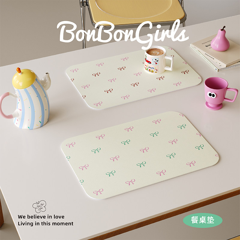 奶油风少女心餐垫皮革防水防油免洗杯盘垫咖啡机台面隔热桌面垫子,居家布艺,餐垫,淘宝优惠券,粉丝福利购,淘宝优惠卷