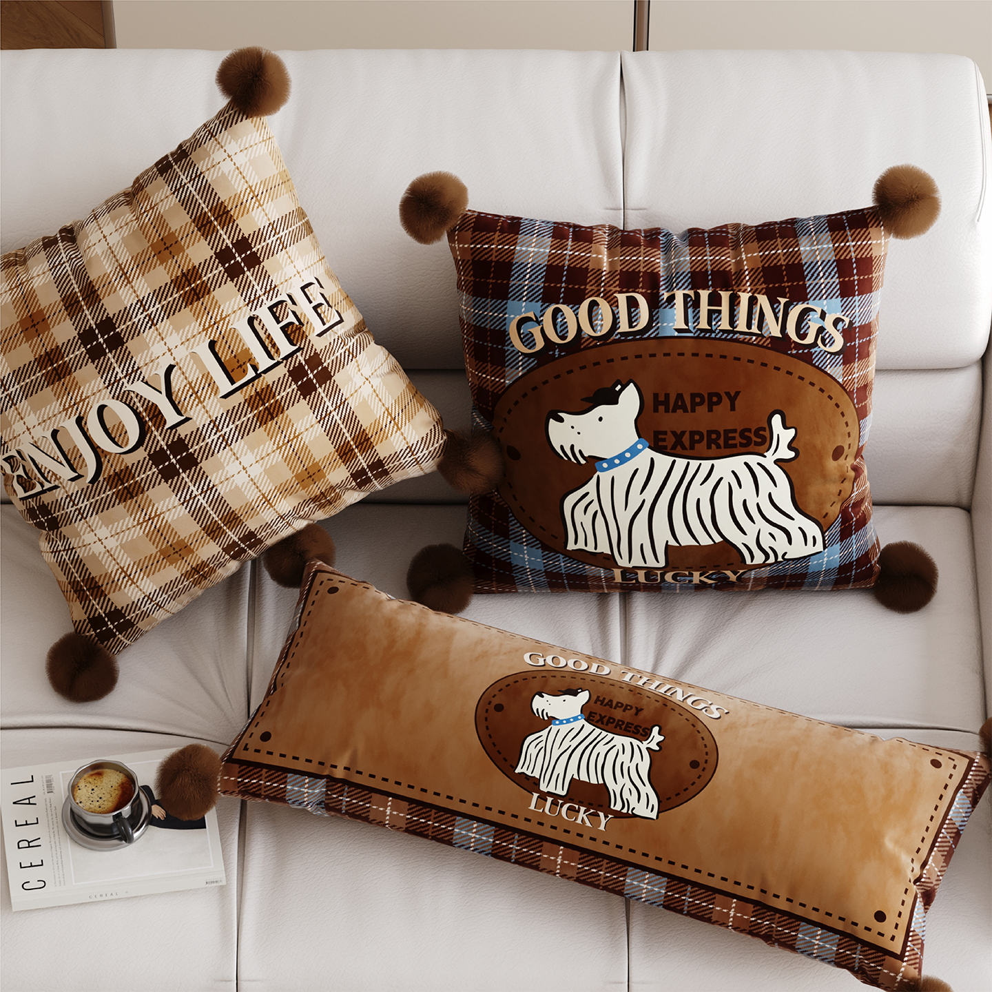 复古英伦风卡通抱枕套沙发腰靠枕