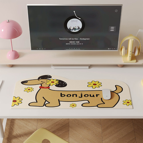 卡通花花小狗鼠标垫防水防油桌垫