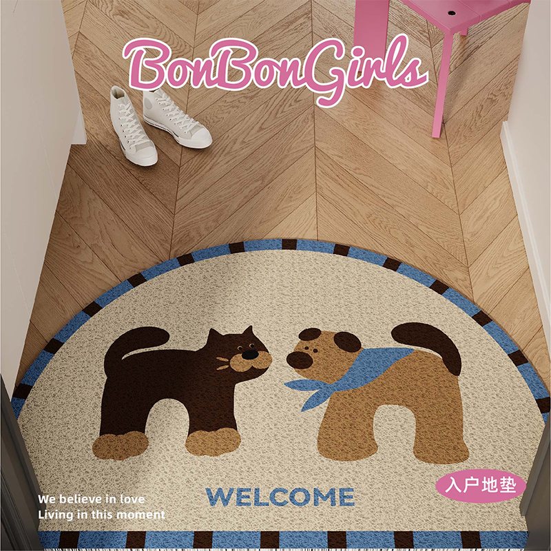 复古风卡通地垫入户门垫丝圈耐脏