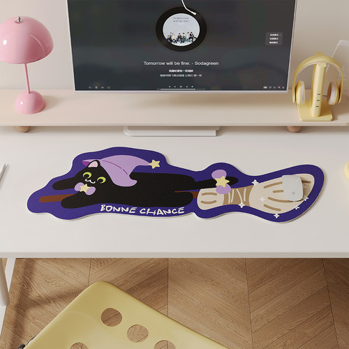 魔法黑猫超大鼠标垫防水防油桌布