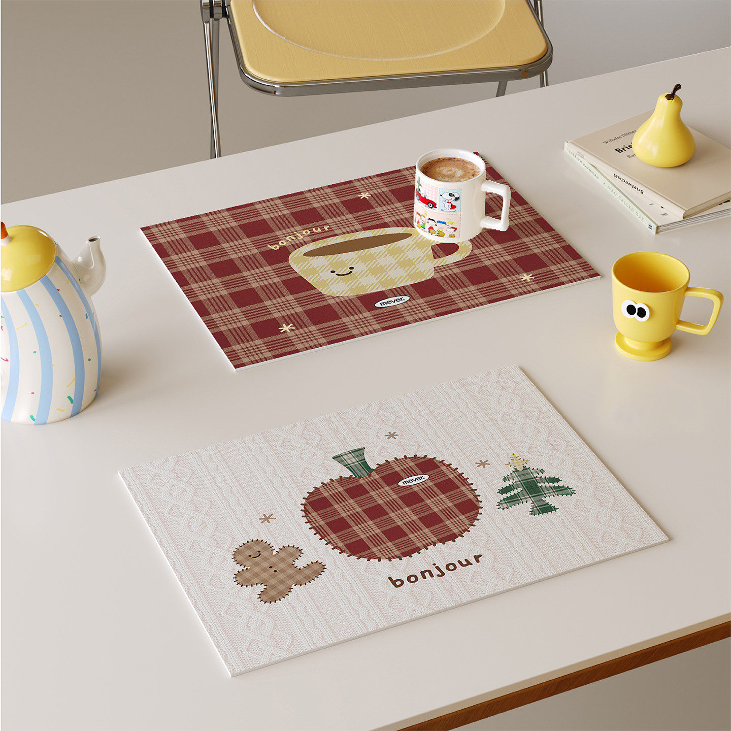 复古风甜系格纹西餐垫隔热垫皮革防水防油免洗茶几吧台桌面保护垫,居家布艺,餐垫,淘宝优惠券,粉丝福利购,淘宝优惠卷