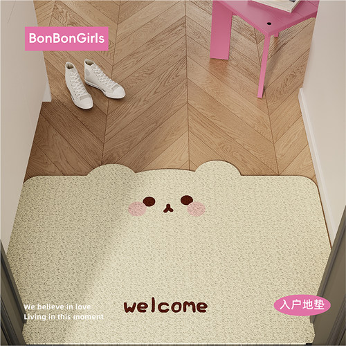 韩式奶油风入户地垫丝圈耐磨定制