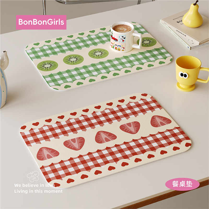 草莓可爱卡通餐垫隔热垫PVC皮革防水防油免洗茶几桌面保护杯盘垫,居家布艺,餐垫,淘宝优惠券,粉丝福利购,淘宝优惠卷
