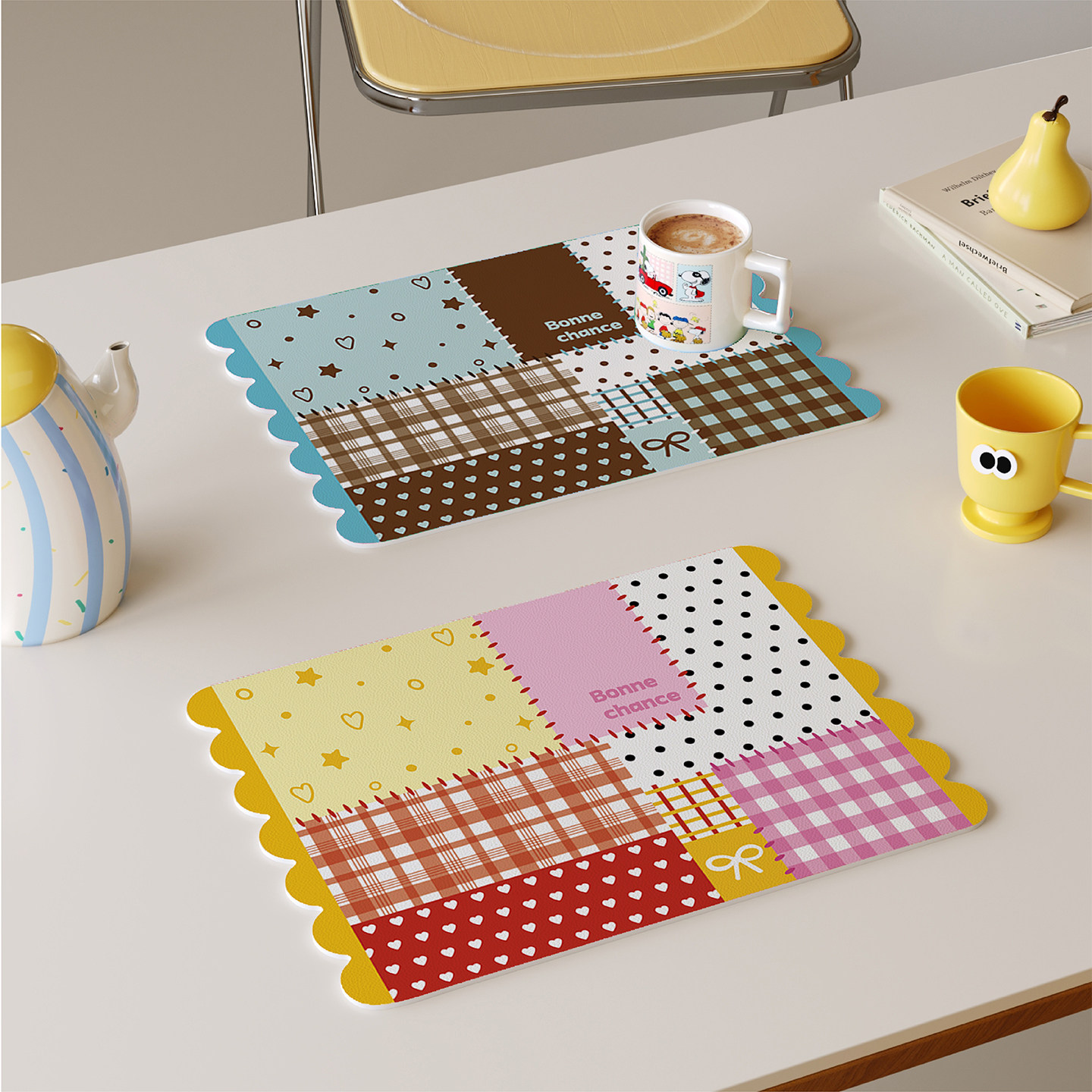 法式复古拼布西餐垫皮革防水防油防烫免洗高级感隔热桌垫小块杯垫,居家布艺,餐垫,淘宝优惠券,粉丝福利购,淘宝优惠卷