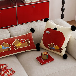 红色元宝小马新年抱枕套客厅沙发大靠枕床上车用腰枕睡觉长条抱枕