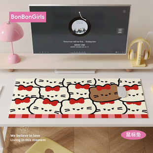 Kitty猫办公桌垫电脑书桌超大鼠标垫宿舍桌面保护垫皮革防水防油