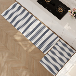 现代简约条纹厨房专用地垫长条转角吸水吸油防滑耐脏硅藻泥脚垫子