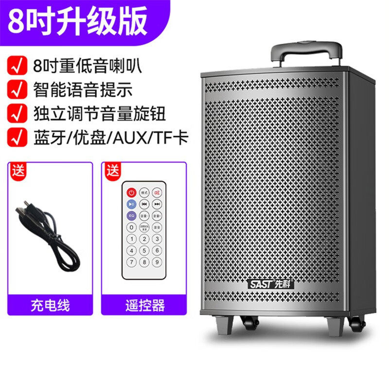 先科（SAST）广场舞蓝牙户外拉杆音响大功率木质音箱大音量带无线