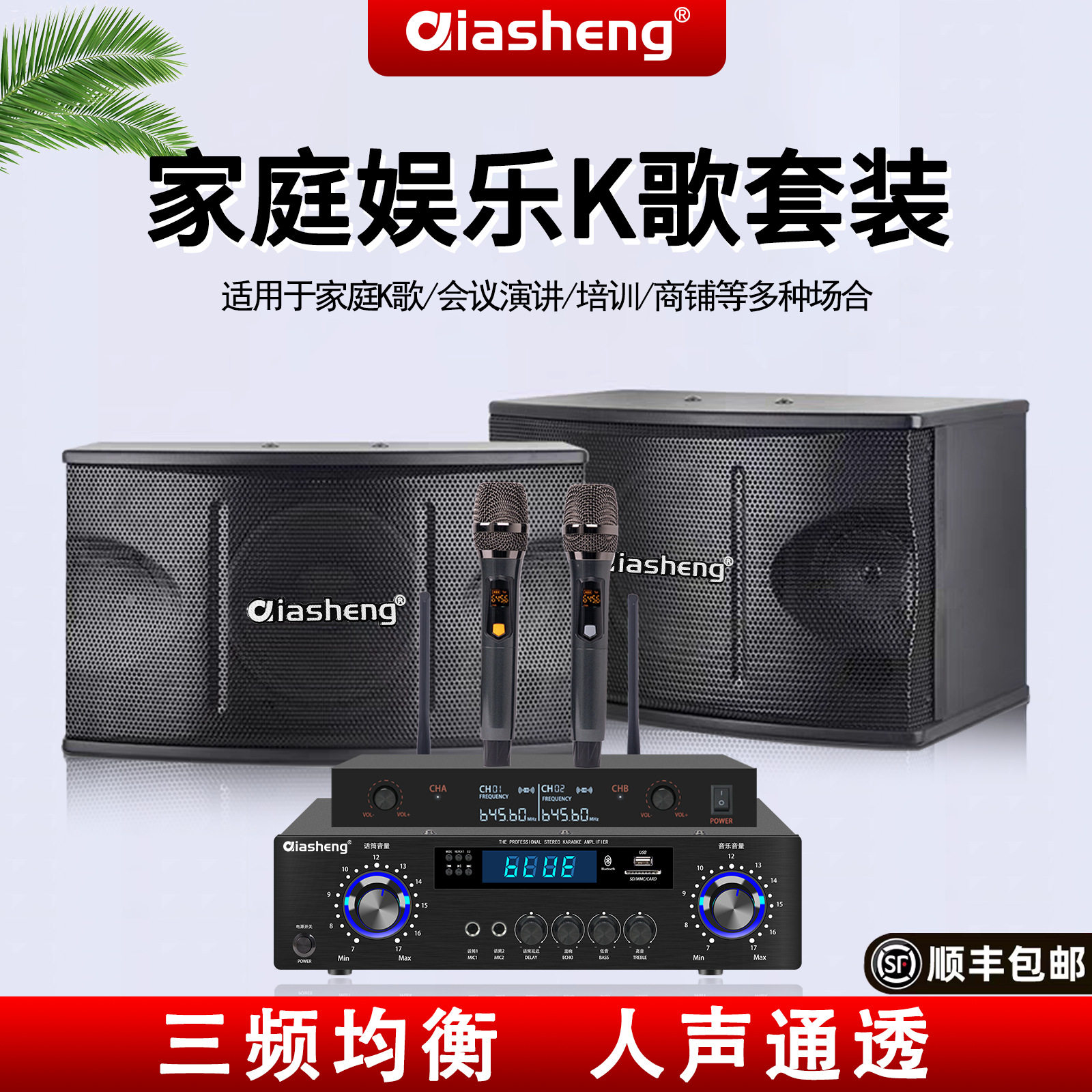 QIASHENG 家庭KTV音响套装卡拉OK点歌机专业音箱全套K歌影院设备