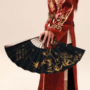 ch瓷爹骨扇中国风折叠扇烫金男扇棋魂同款扇子沈兰舟耐用撕不烂