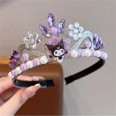 可爱酷洛米儿童皇冠发箍女孩表演装扮拍摄道具库洛米闪钻珍珠头箍