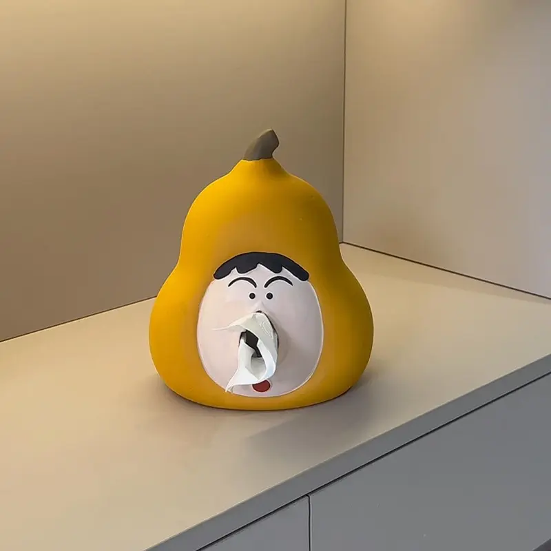 蜡笔小新阿呆纸巾盒可爱福禄葫芦桌面纸巾盒摆件卡通抽纸纸巾盒