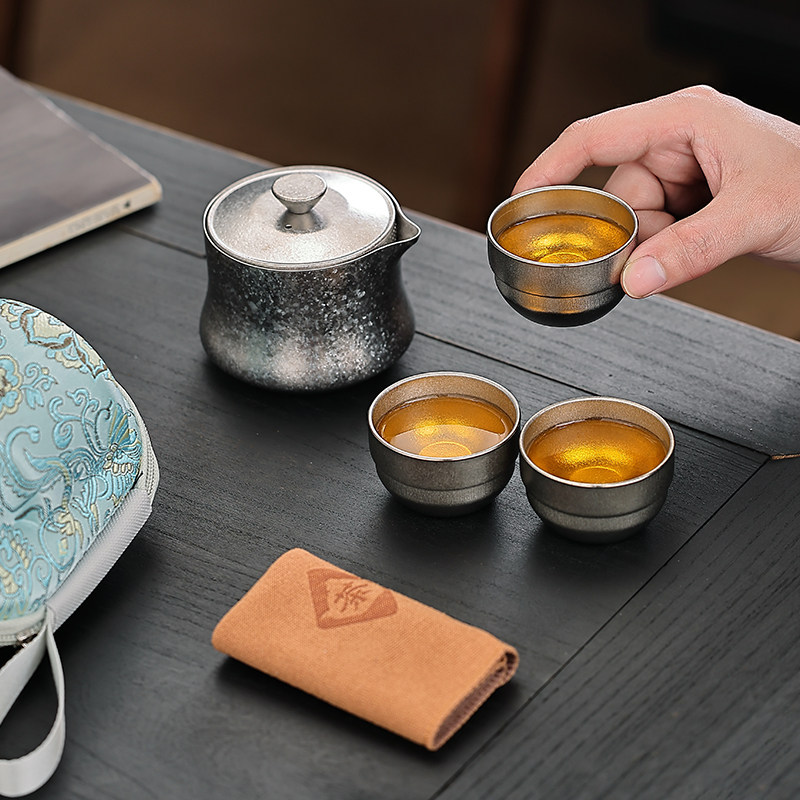 纯钛户外旅行茶具套装快客杯露营泡茶壶器便携双层防烫茶杯,餐饮具,旅行茶具,淘宝优惠券,粉丝福利购,淘宝优惠卷