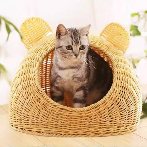 猫窝四季通用封闭式安全感小型犬宠物新式树洞躲避屋夏天编织睡床