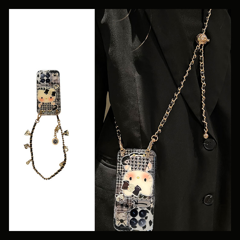 千鸟格凯蒂猫适用小米mixfold4手机壳mixfold3折叠秋冬2可爱mixflip折叠屏mi斜挎斜跨硬壳可背高级感日韩防摔