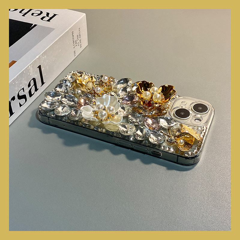 满屏珍珠花朵适用苹果17promax手机壳华为pura80荣耀500pro小米17钻石vivos30高级感opporeno15轻奢x300日韩p