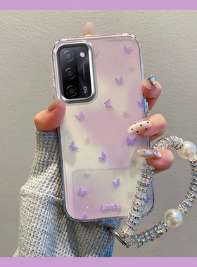 紫色晕染蝴蝶适用oppoa32手机壳s53国际版a11x挂链a9滴胶a5简约a31日韩a8硅胶a7x/a3pro活力版a2小众a1/oppo
