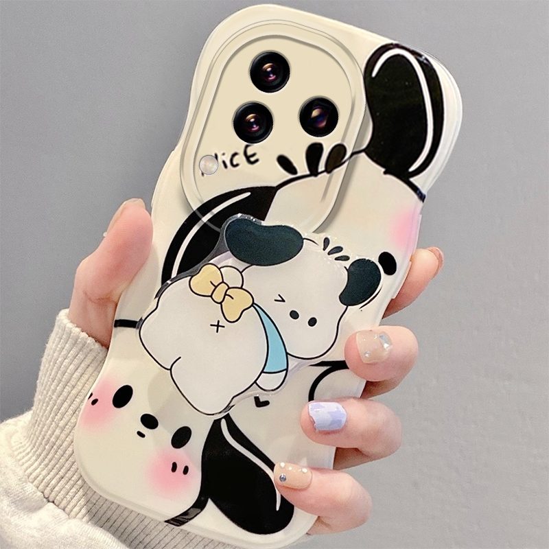 手机壳可爱卡通帕恰狗波浪边带手链支架