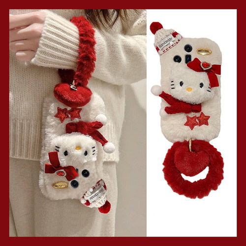 星星凯蒂猫适用oppofindx8手机壳真我x50pro立体k12x毛绒x7秋冬季realme手环findx6pro毛茸茸ultra/x5/x3硅胶