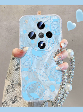 蓝色哆啦A梦适用oppofindx8pro手机壳fondx7ultra少女心6可爱5卡通a3por挂链a2x羽纱a1新款0ppo硅胶opop手提p