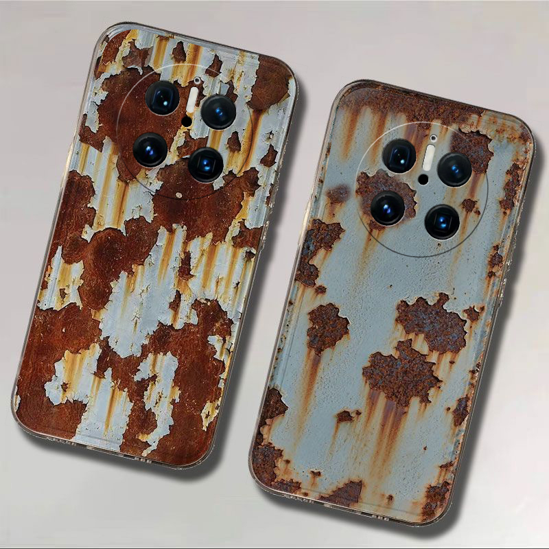 创意锈迹斑斑适用华为mate70pro+手机壳meta60生锈mata50e个性rs保时捷设计mete40e十m30复古20x艺术10恶搞软