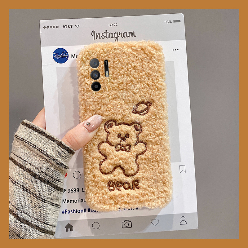 可爱线条小熊适用oppoa3pro手机壳a2x保暖a1毛绒a97秋冬季a96呆萌a95a93a91a72a58a57a52a32a11a9a31a8a5卡通