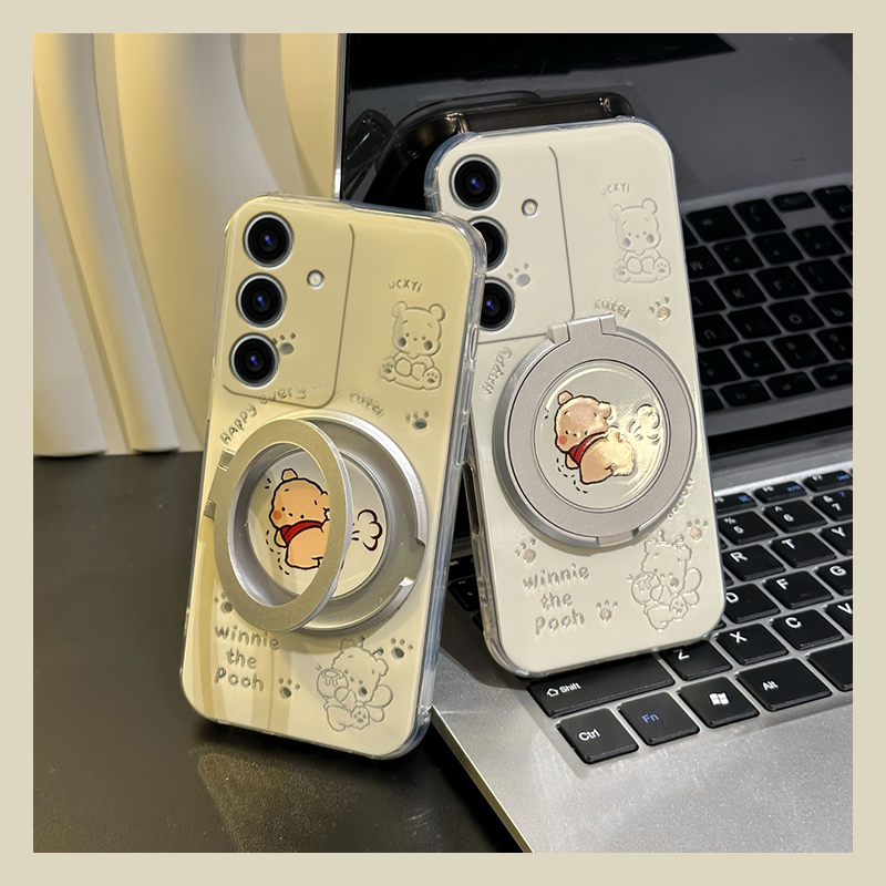 动漫维尼熊适用三星s25edge手机壳s24plus可爱s23+十s22立体s21fe可旋转s20ultra支架s10卡通s9小众s8/note20