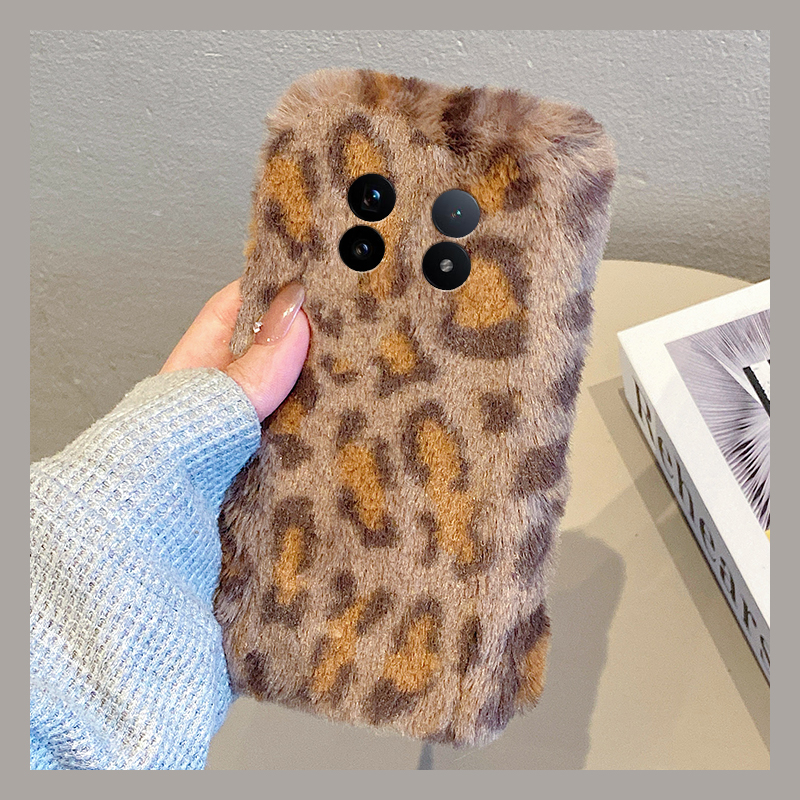 ins风拼色撞色豹纹适用vivoxfold3pro手机壳xfold2棕色xflip冬天vivo秋冬季vovo折叠屏毛茸茸vivi毛绒+十简约