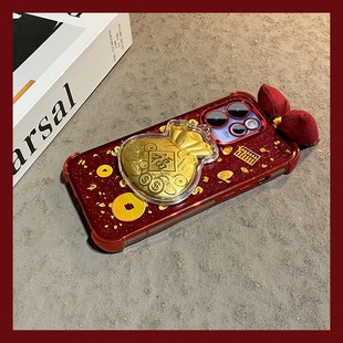 ins风福袋蝴蝶结适用opporeno15pro手机壳reon14立体13闪粉12马年11喜庆10por新年9红色8四角7防摔6硅胶0ppo