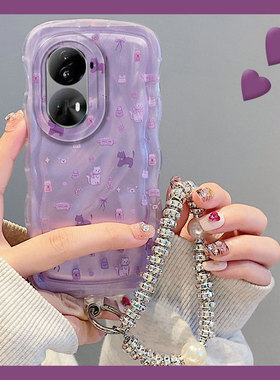 适用opporeno11手机壳reno10pro紫色猫咪reon9少女心8羽纱7se可爱6卡通5k硅胶realme真我gt5软壳a2+a2x十oppo