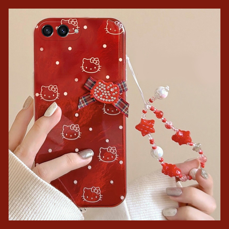 2026波点kt猫适用三星zflip7fe手机壳zfold6红色zflip5手链w23flip新年3折叠屏zfold2凯蒂猫w22/w21/galaxy硬