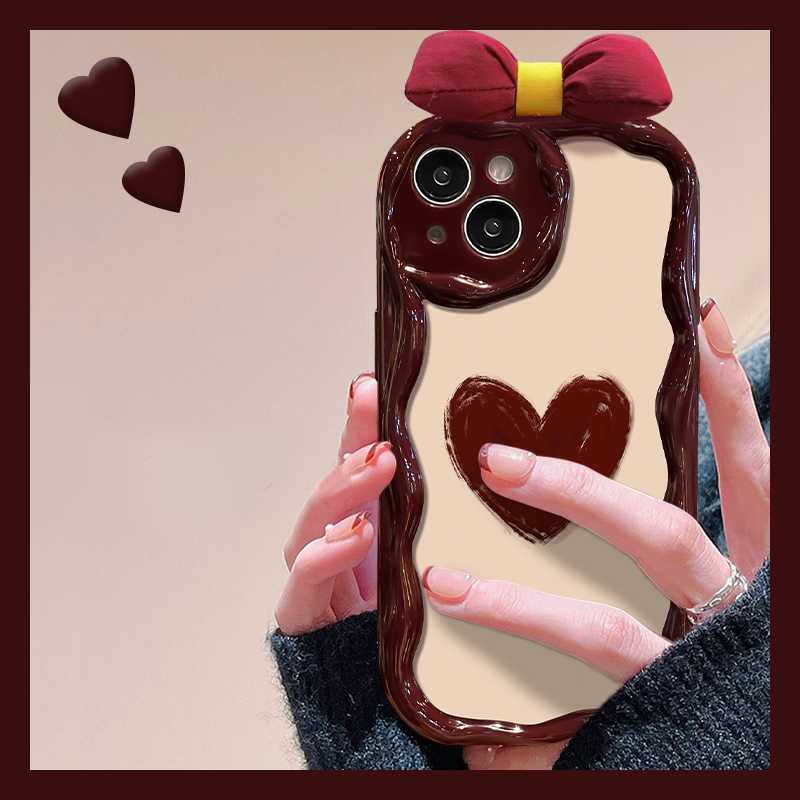 新年红色龙年本命年爱心蝴蝶结手机壳