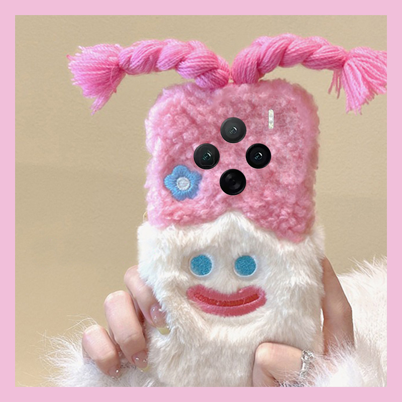 香肠嘴辫子女孩适用vivox300手机壳x200卡通x100pro+毛茸茸x100ultra秋冬季x90s丑萌t2s/x80s/x70/x60+十vivo