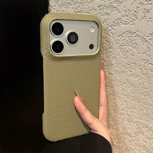 军绿色荔枝纹半包适用华为nova15手机壳novo14ultra磨砂13pro简约12活力版11se纯色10z皮纹9防摔8i硅胶huawei