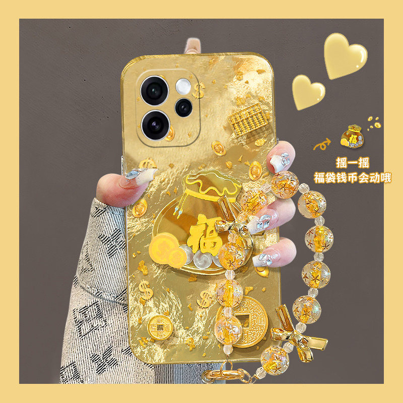 手机壳硅胶冰川纹新年金箔2026立