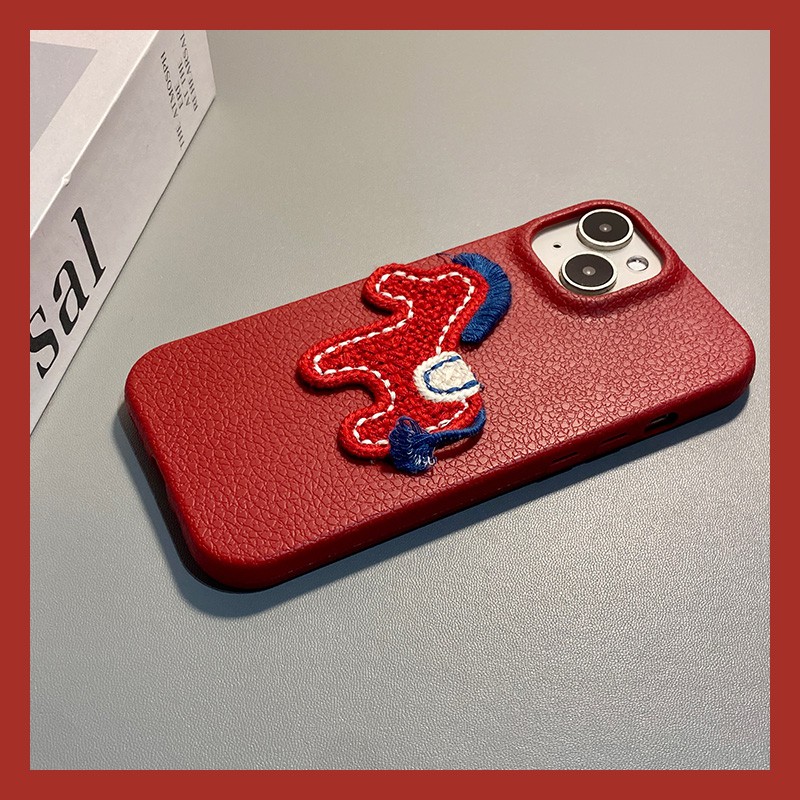 手机壳仿皮皮纹新年马年立体卡通