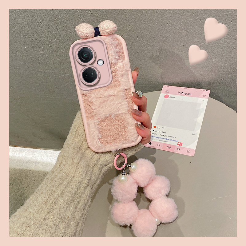 立体蝴蝶结适用oppok11手机壳k10pro少女心r17毛球r15挂链por日韩0ppo毛绒绒opop粉色秋冬季硅胶冬天立体新款