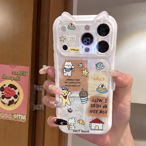 手机壳硅胶大视窗贝壳纹立体猫耳