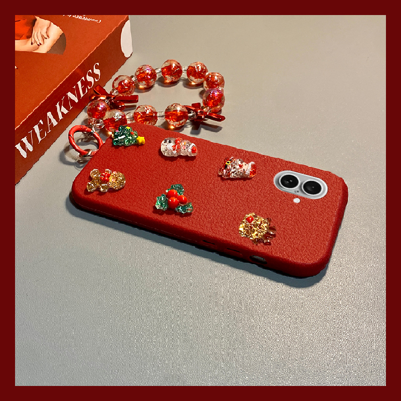 圣诞老人姜饼人适用苹果17手机壳iphone16e麋鹿15promax挂链14plus可爱13mini迷你12红色11卡通xsmax8手提xr7