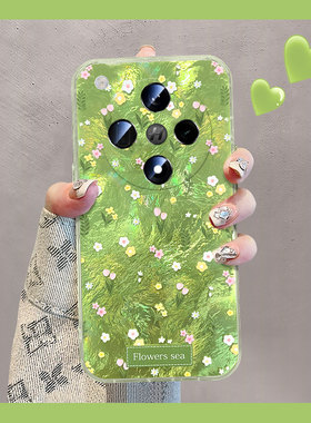 绿色花朵碎花适用oppofindx8pro手机壳fondx7ultra小众6日韩5简约a3por小清新a2x满屏a1新款0ppo硅胶opop透明