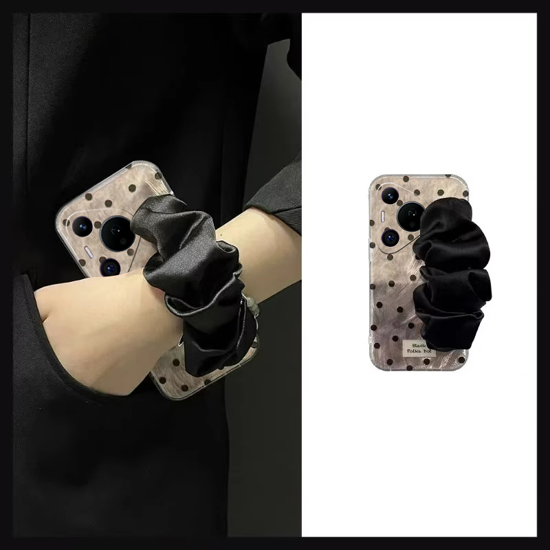ins风满屏波点适用华为pura80pro+手机壳pura70ultra立体p60art褶皱p40por+十p30丝巾p20腕带p10plus羽纱硅胶