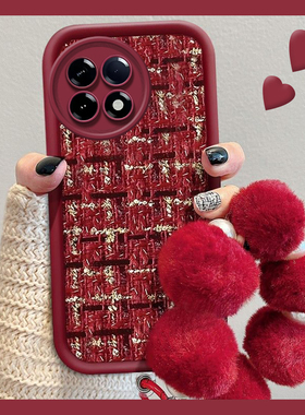 小香风格子适用小米红米k80手机壳k70e绒布k60至尊版50毛球40s挂链30pro日韩20本命年12c新年10x硅胶9a红色4g