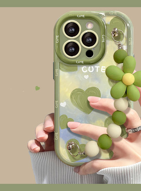 适用华为mate60pro手机壳p60por爱心链条mata40e绿色50e油画p50e手链p40高级感30epro硅胶p30软壳畅享70+十女