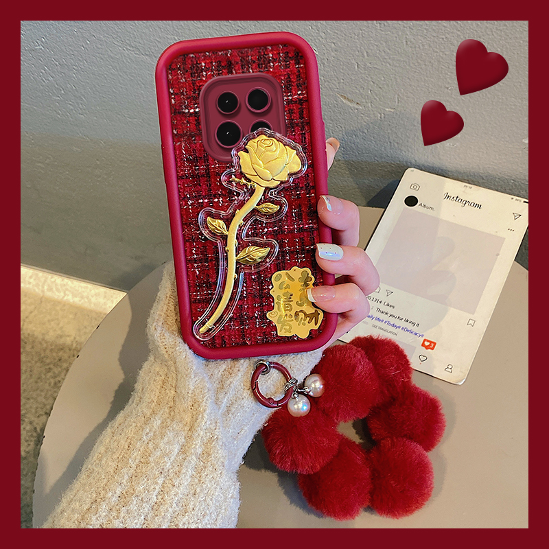 公主请发财适用小米红米note14pro+手机壳noto13玫瑰12毛球11turbo十11tpro挂链10绒布9日韩8小香风4g/5g立体
